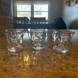 Set of Three Clear Glass Star Buckets